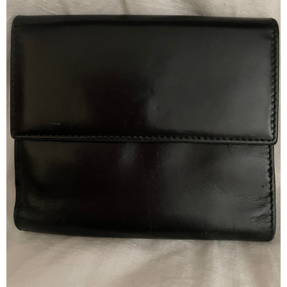 Salvatore Ferragamo Black Leather Gancini Bifold Wallet Silver Logo #662 - Picture 2 of 8